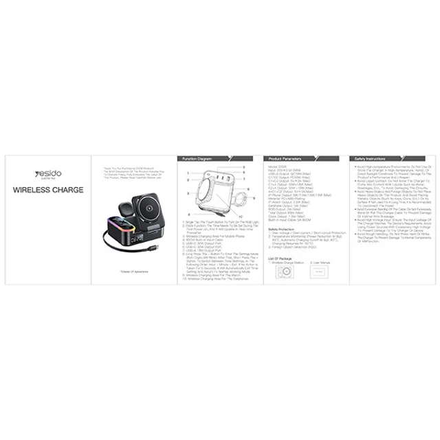شارژر بی سیم 30 وات 3 پورت یسیدو مدل DS38 به همراه کابل USB-C به طول 0.8 متر 102744353