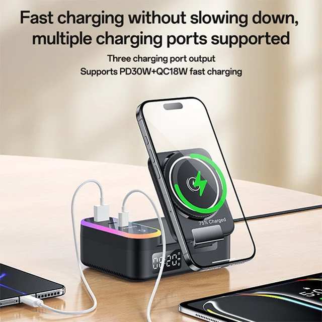 شارژر بی سیم 30 وات 3 پورت یسیدو مدل DS38 به همراه کابل USB-C به طول 0.8 متر 102744356